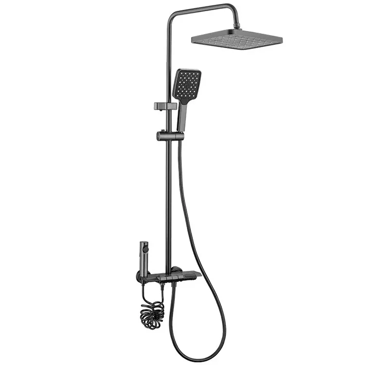 Black Overhead Shower And Handheld Spray Gun With Three Spray Nozzles Set Black Overhead Shower And Handheld Spray Gun With Three Spray Nozzles Set