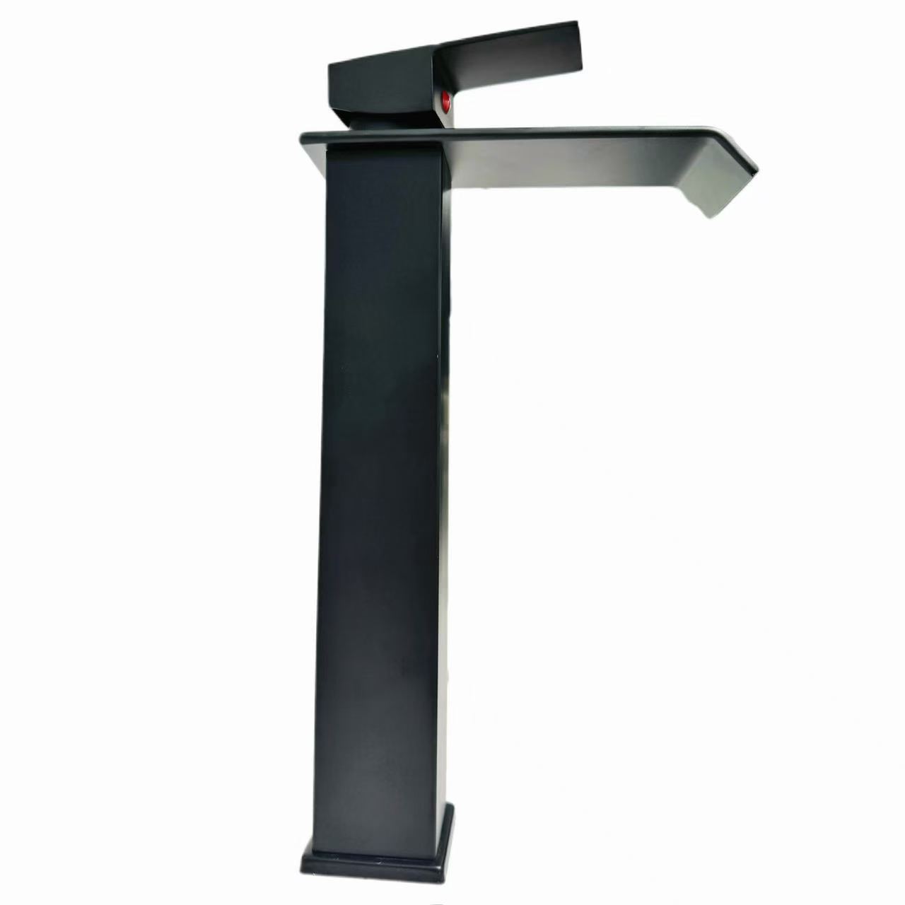 Black Tall Waterfall-Style Washbasin Faucet