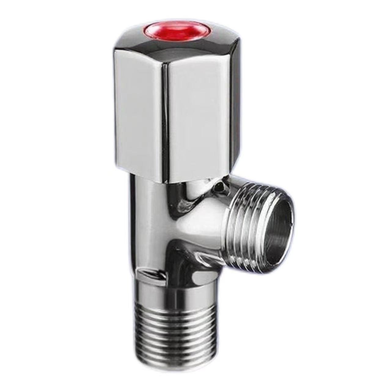 Bright Chrome Angle Valve, Red And Blue Distinguishing Hot And Cold Water Inlet Valve