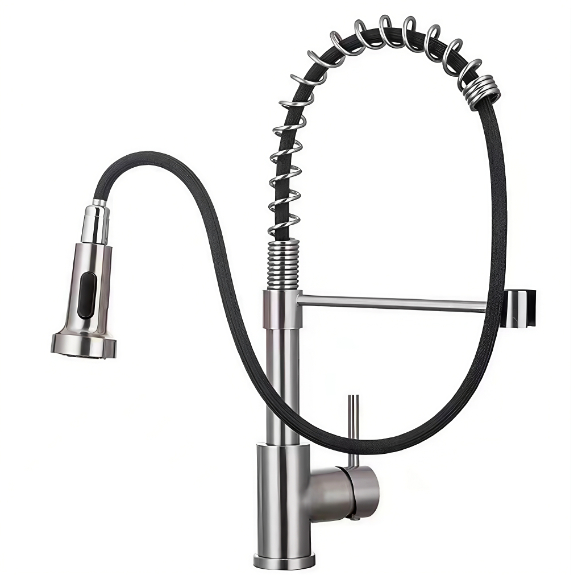 High-Bend Spring Tube Pull-Out Hot And Cold Kitchen Sink Faucet