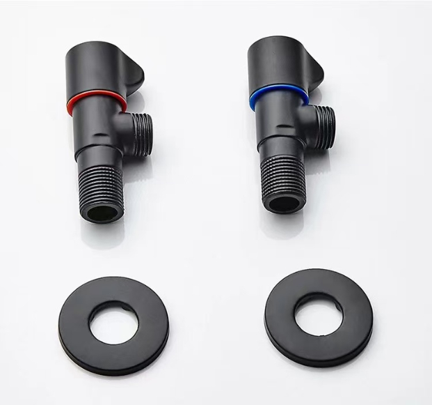 Gunmetal Gray Angle Valve Universal Hot And Cold Water Stop Valve Set