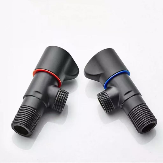 Gunmetal Gray Angle Valve Universal Hot And Cold Water Stop Valve Set