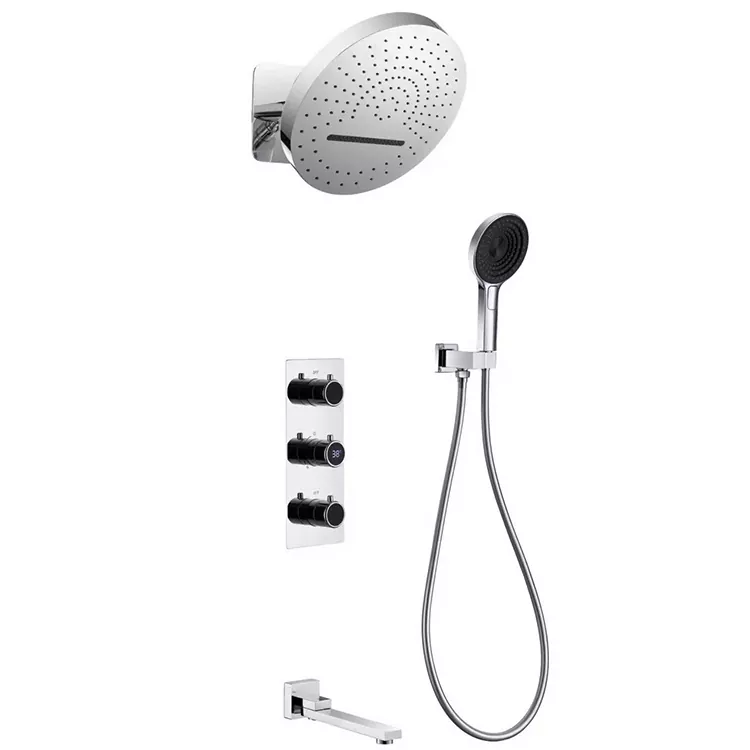 In-Wall Round Overhead Shower With Digital Display