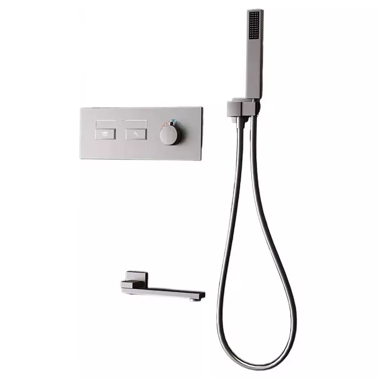 Minimalist Dark Gunmetal Dual-Outlet Shower Head