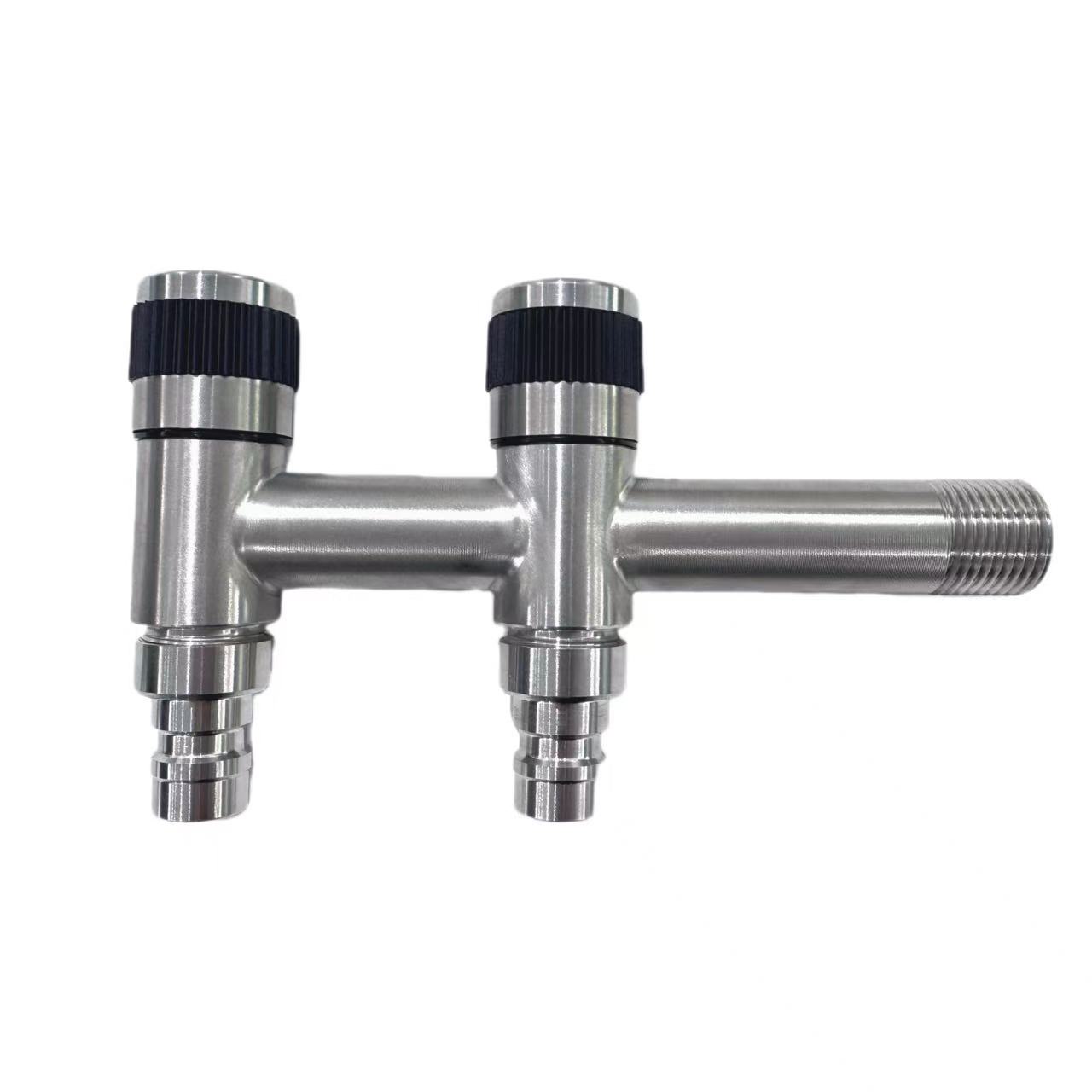 Stainless steel dual-use washing machine faucet with one inlet and two outlets